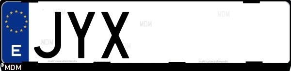 Matrícula española JYX, correspondiente al año 2017