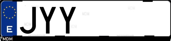 Matrícula española JYY, correspondiente al año 2017