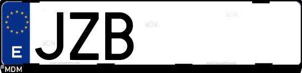 Matrícula española JZB, correspondiente al año 2017