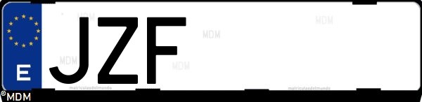 Matrícula española JZF, correspondiente al año 2017