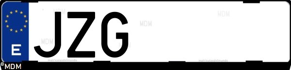 Matrícula española JZG, correspondiente al año 2017