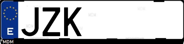Matrícula española JZK, correspondiente al año 2017