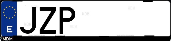 Matrícula española JZP, correspondiente al año 2017