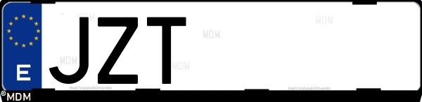 Matrícula española JZT, correspondiente al año 2017