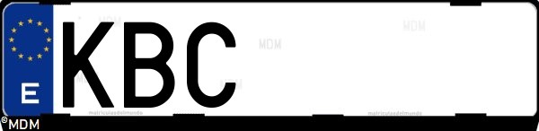Matrícula española KBC, correspondiente al año 2017