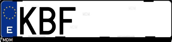 Matrícula española KBF, correspondiente al año 2017