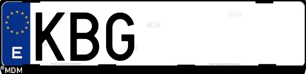 Matrícula española KBG, correspondiente al año 2017