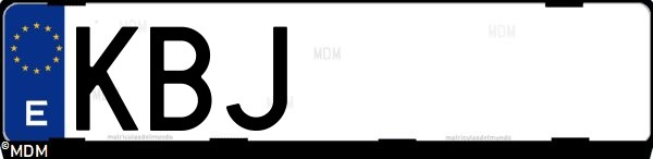 Matrícula española KBJ, correspondiente al año 2017