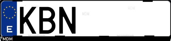 Matrícula española KBN, correspondiente al año 2017