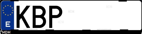 Matrícula española KBP, correspondiente al año 2017