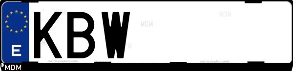 Matrícula española KBW, correspondiente al año 2017