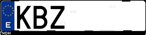Matrícula española KBZ, correspondiente al año 2017
