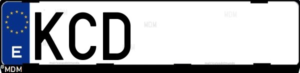 Matrícula española KCD, correspondiente al año 2017