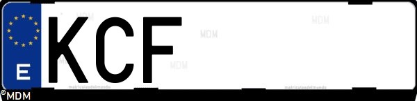 Matrícula española KCF, correspondiente al año 2017