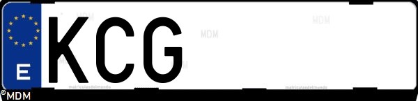 Matrícula española KCG, correspondiente al año 2017