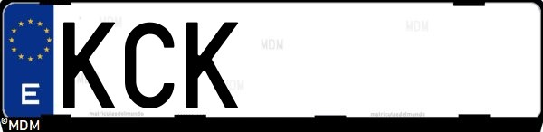 Matrícula española KCK, correspondiente al año 2017