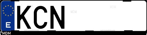 Matrícula española KCN, correspondiente al año 2017