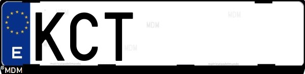 Matrícula española KCT, correspondiente al año 2017