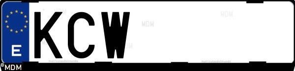 Matrícula española KCW, correspondiente al año 2017