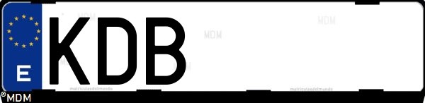 Matrícula española KDB, correspondiente al año 2017