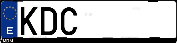 Matrícula española KDC, correspondiente al año 2017
