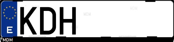 Matrícula española KDH, correspondiente al año 2017