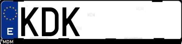 Matrícula española KDK, correspondiente al año 2017