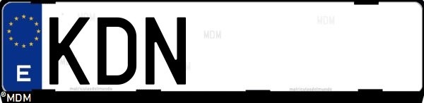 Matrícula española KDN, correspondiente al año 2017