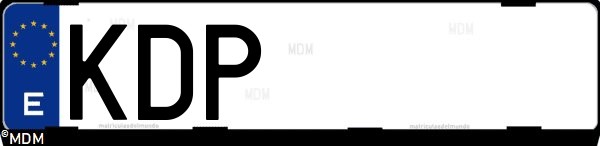 Matrícula española KDP, correspondiente al año 2017