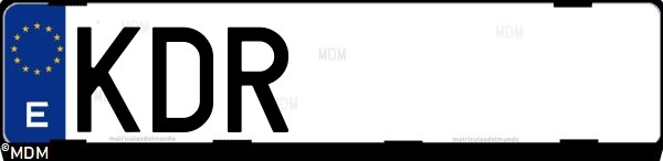 Matrícula española KDR, correspondiente al año 2017