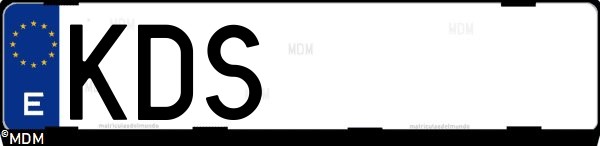 Matrícula española KDS, correspondiente al año 2017