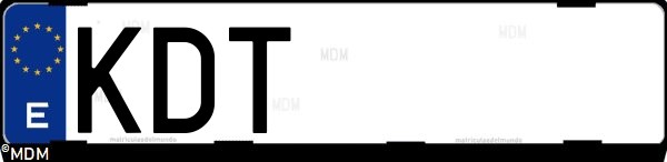 Matrícula española KDT, correspondiente al año 2017