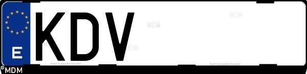 Matrícula española KDV, correspondiente al año 2017