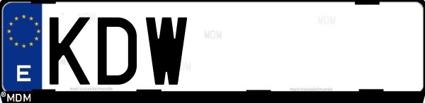 Matrícula española KDW, correspondiente al año 2017