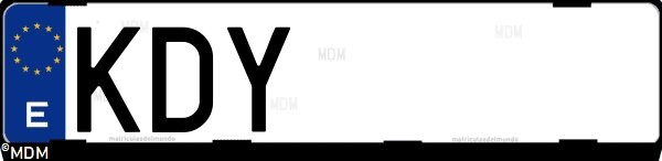 Matrícula española KDY, correspondiente al año 2017