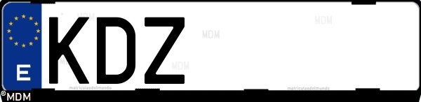 Matrícula española KDZ, correspondiente al año 2017