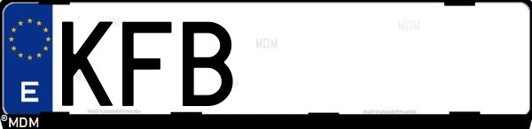 Matrícula española KFB, correspondiente al año 2017