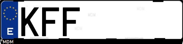 Matrícula española KFF, correspondiente al año 2017
