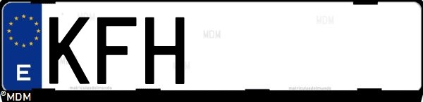 Matrícula española KFH, correspondiente al año 2017