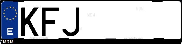 Matrícula española KFJ, correspondiente al año 2017