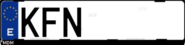 Matrícula española KFN, correspondiente al año 2017