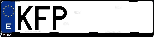 Matrícula española KFP, correspondiente al año 2017