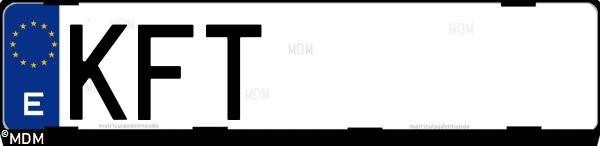 Matrícula española KFT, correspondiente al año 2017