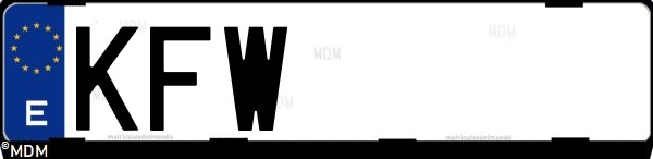 Matrícula española KFW, correspondiente al año 2017
