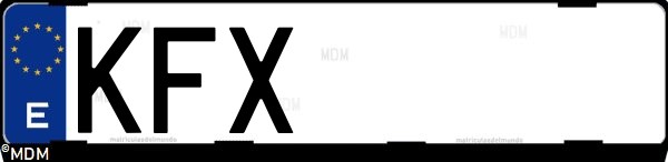 Matrícula española KFX, correspondiente al año 2017