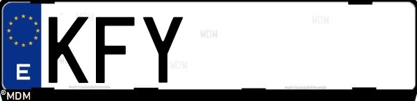 Matrícula española KFY, correspondiente al año 2017