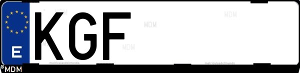 Matrícula española KGF, correspondiente al año 2017