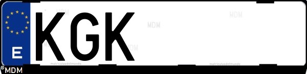 Matrícula española KGK, correspondiente al año 2017