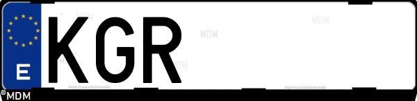 Matrícula española KGR, correspondiente al año 2018