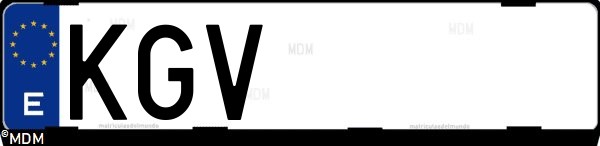 Matrícula española KGV, correspondiente al año 2018